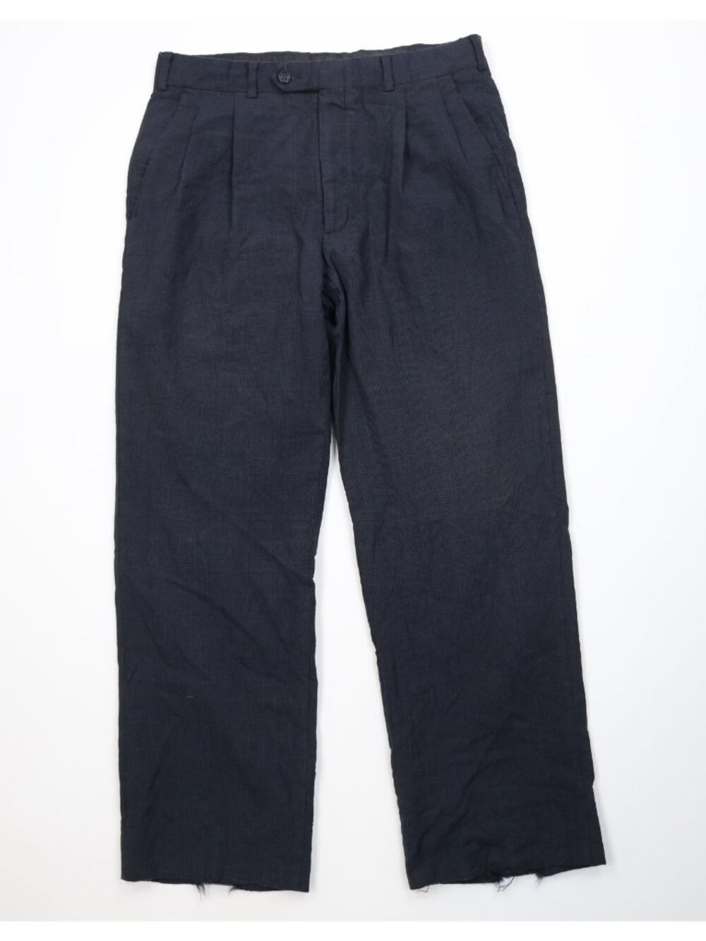 Vintage 90s Burberry Mens 32x28 Distressed Wool Knit Wide Leg Chino Pants Plaid